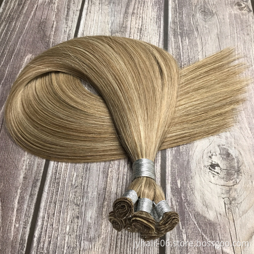 Top Quality European Cuticle Human Hair Double Drawn Hand Tied Weft Hair Extension